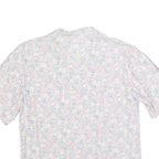Womens White Pink Blue Floral Shirt M Lightweight Button Up Summer