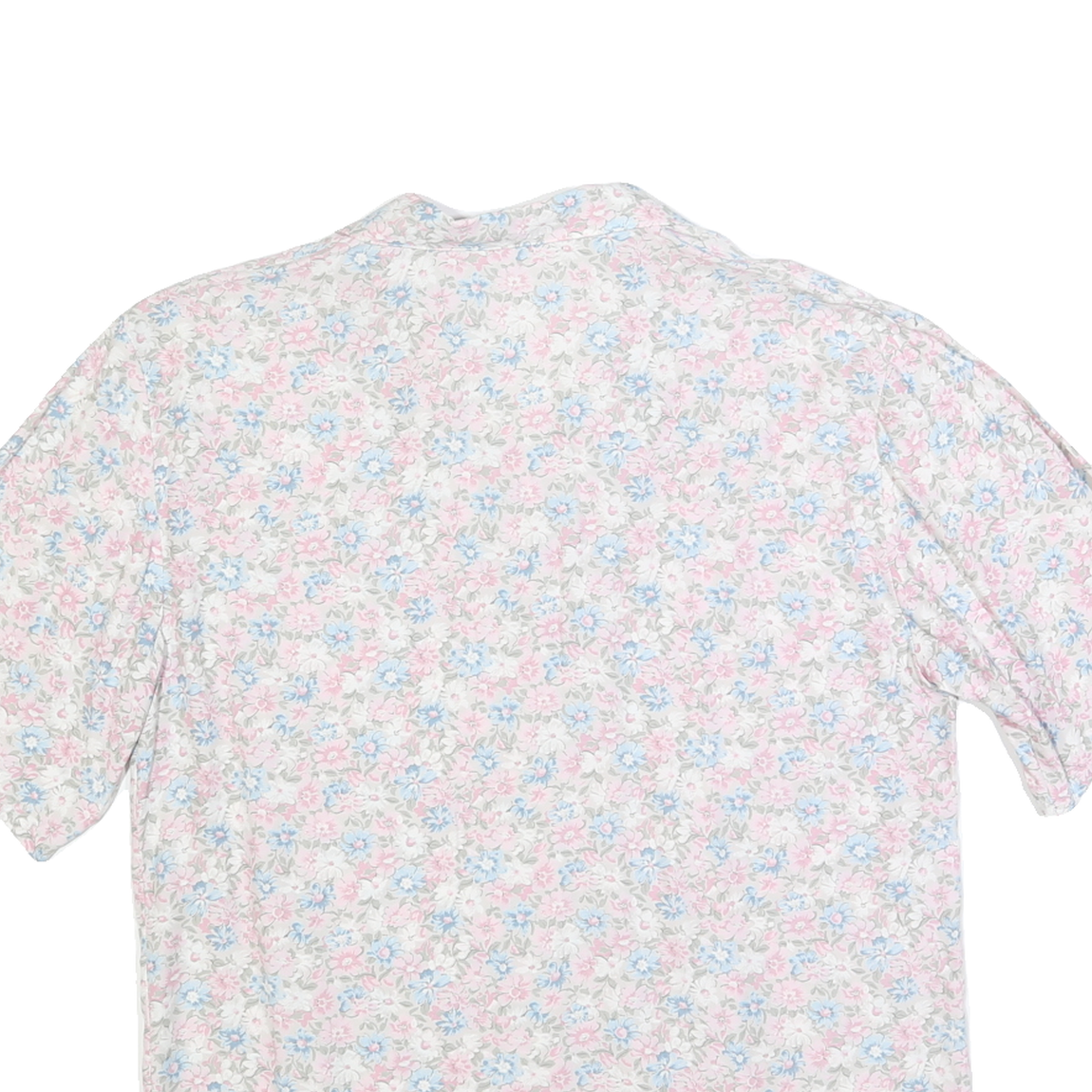 Womens White Pink Blue Floral Shirt M Lightweight Button Up Summer