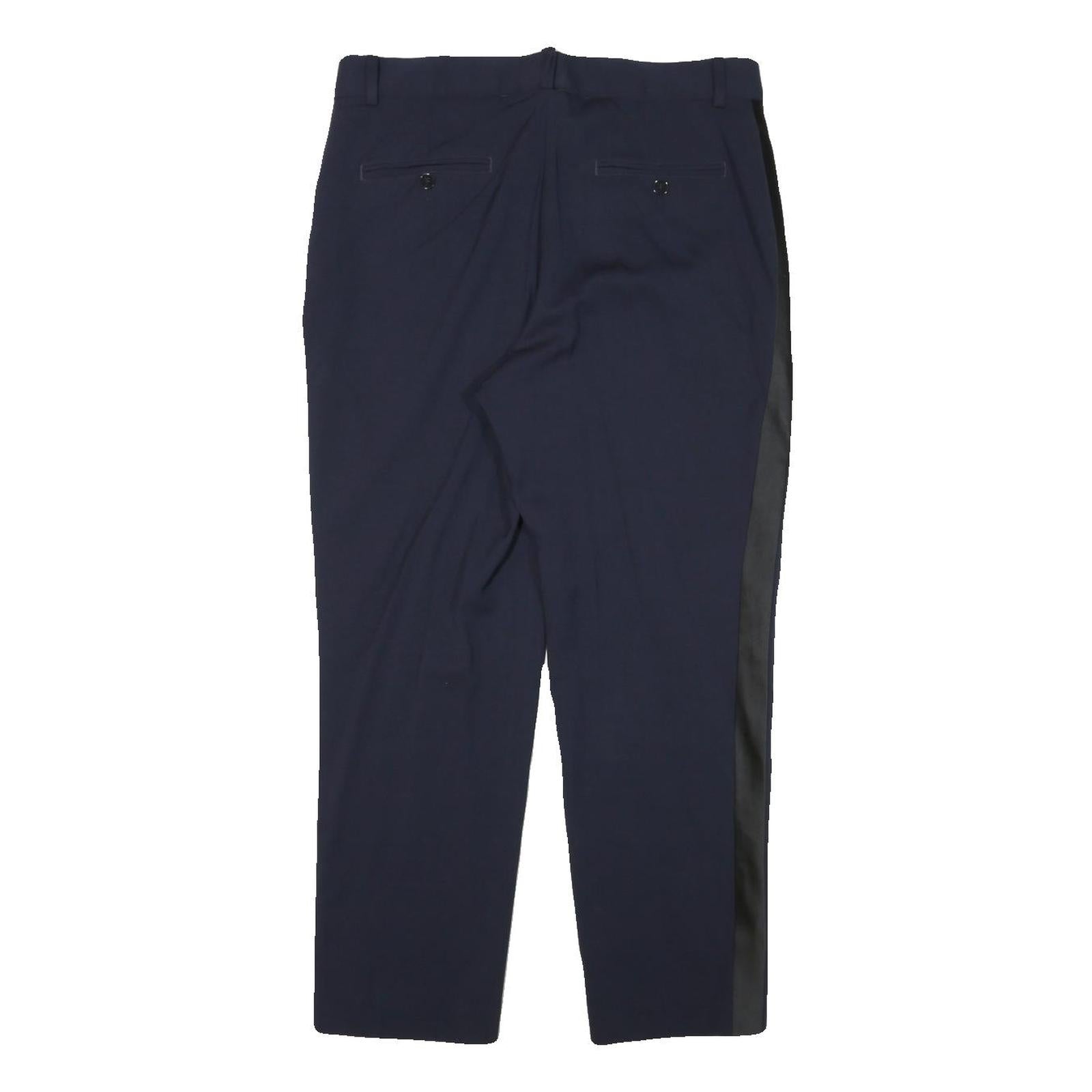 POLO RALPH LAUREN Womens Wool Blend Navy Blue Relaxed Straight Trousers W32 L26