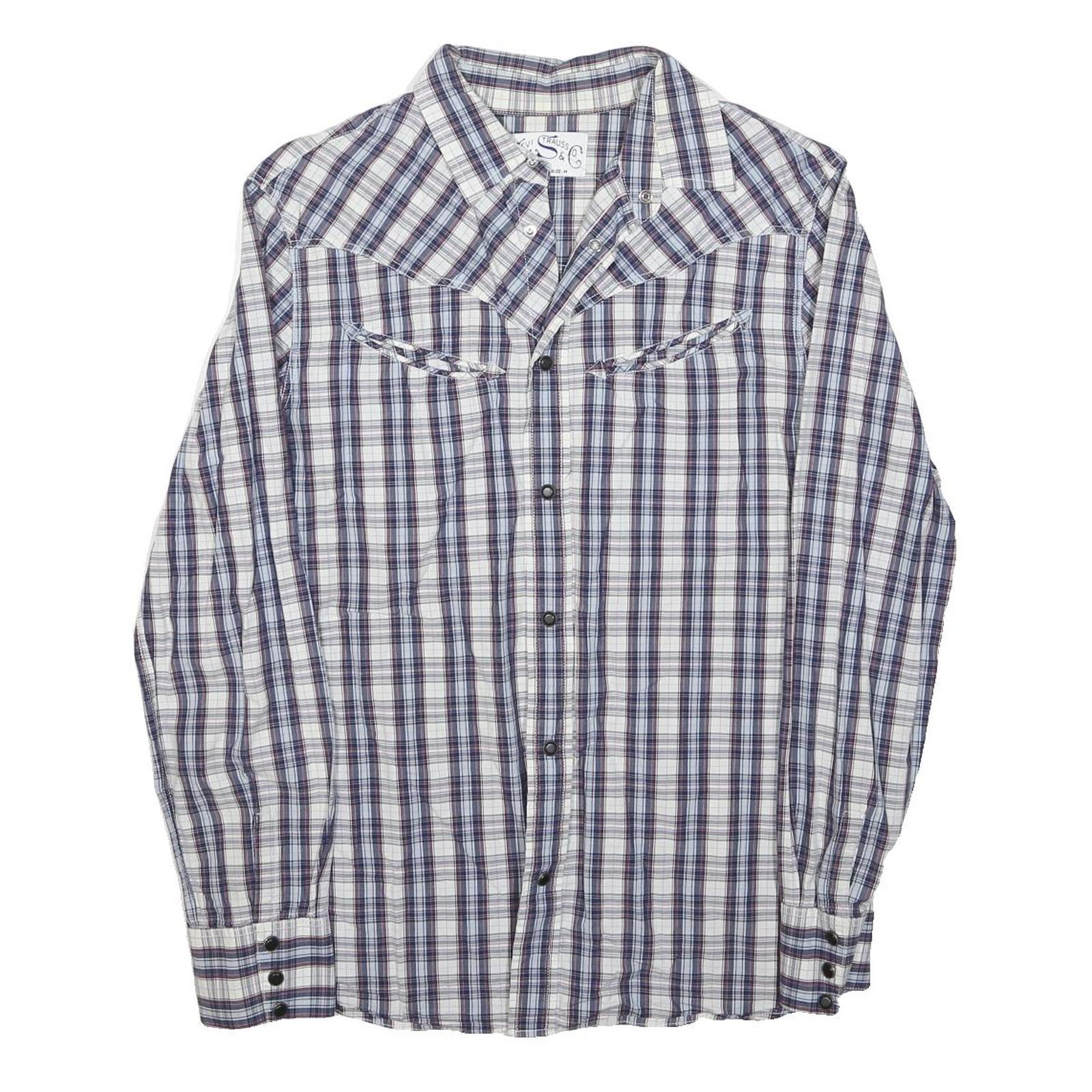 LEVI'S Mens Blue & White Checked Shirt M Classic Fit Casual Button Shirt