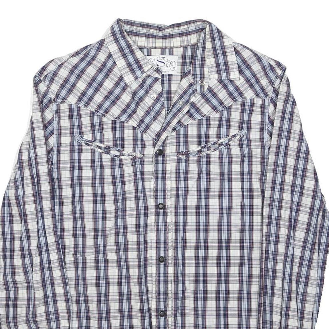 LEVI'S Mens Blue & White Checked Shirt M Classic Fit Casual Button Shirt