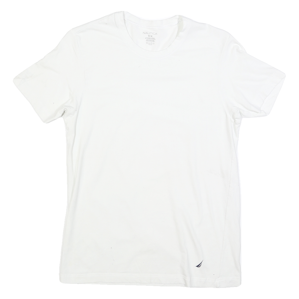 NAUTICA Womens White Crew Neck Short Sleeve Classic Fit T-Shirt M Plain Cotton