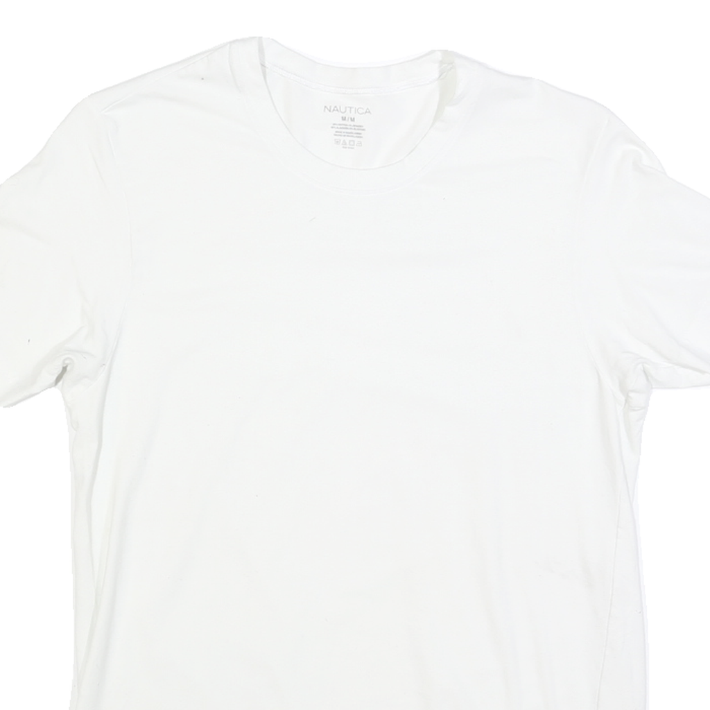 NAUTICA Womens White Crew Neck Short Sleeve Classic Fit T-Shirt M Plain Cotton