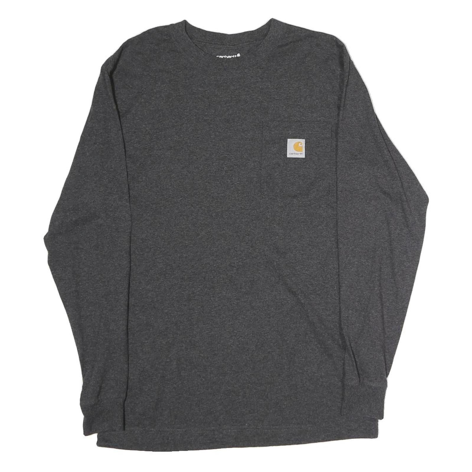 CARHARTT Mens Grey Long Sleeve Crew Neck T-Shirt S Cotton Casual Workwear