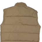 Womens Beige & Yellow Reversible Button Polyester Blend Puffer Vest M Plain