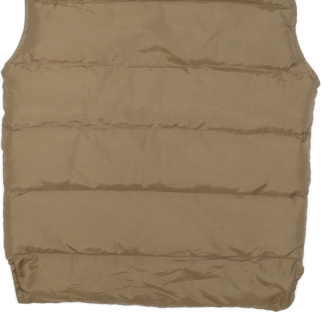 Womens Beige & Yellow Reversible Button Polyester Blend Puffer Vest M Plain