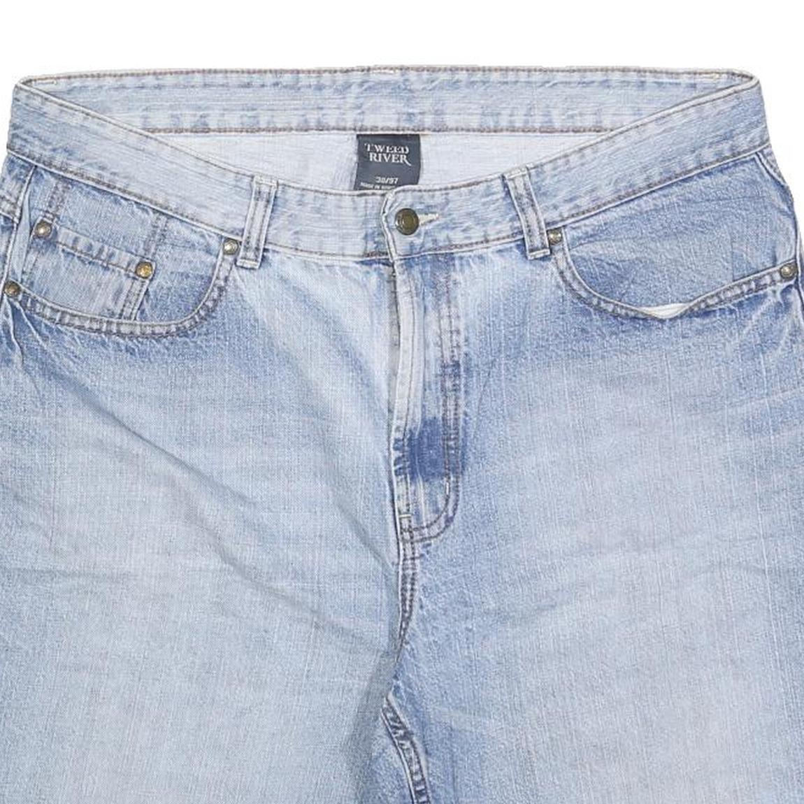 TWEED RIVER Mens Light Blue Denim Casual Shorts XL W38 Cotton Blend Relaxed Fit