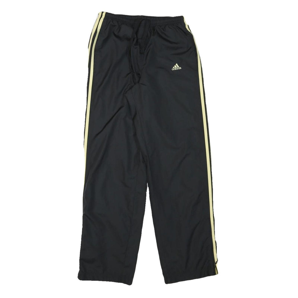 ADIDAS Mens Joggers Black & Pale Yellow Slim Tapered S W24 L30 Polyester Blend