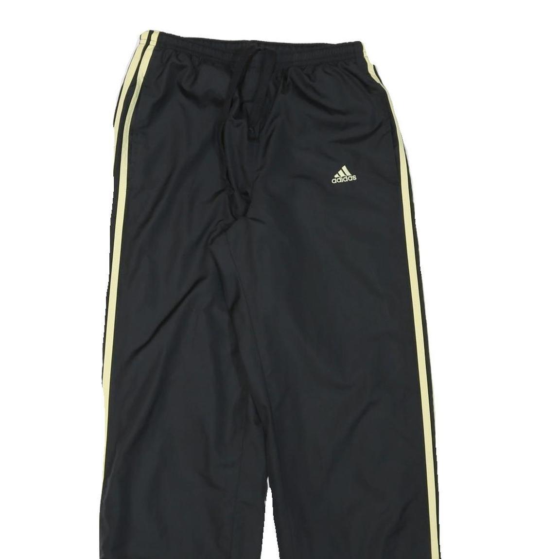 ADIDAS Mens Joggers Black & Pale Yellow Slim Tapered S W24 L30 Polyester Blend