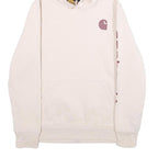 CARHARTT Womens Cream Pullover Hoodie M Logo Print Casual Sweatshirt