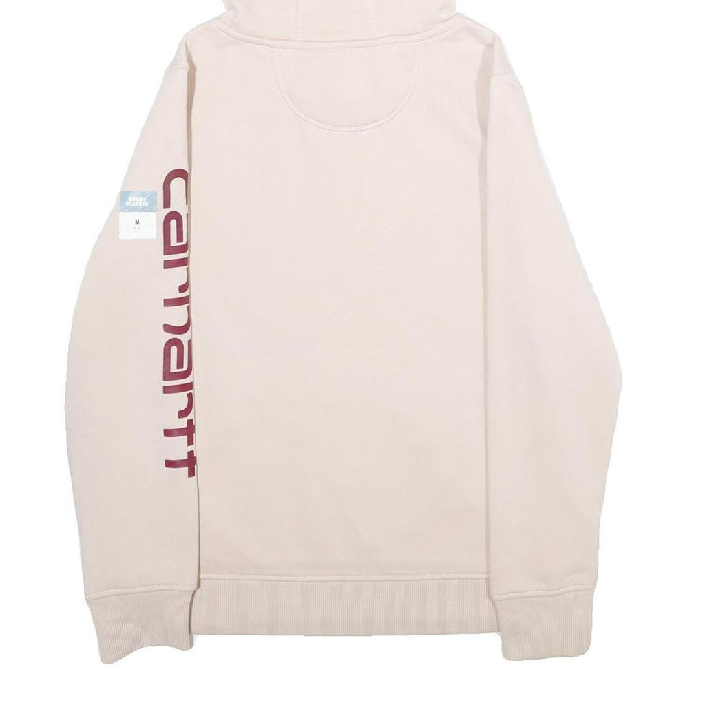 CARHARTT Womens Cream Pullover Hoodie M Logo Print Casual Sweatshirt