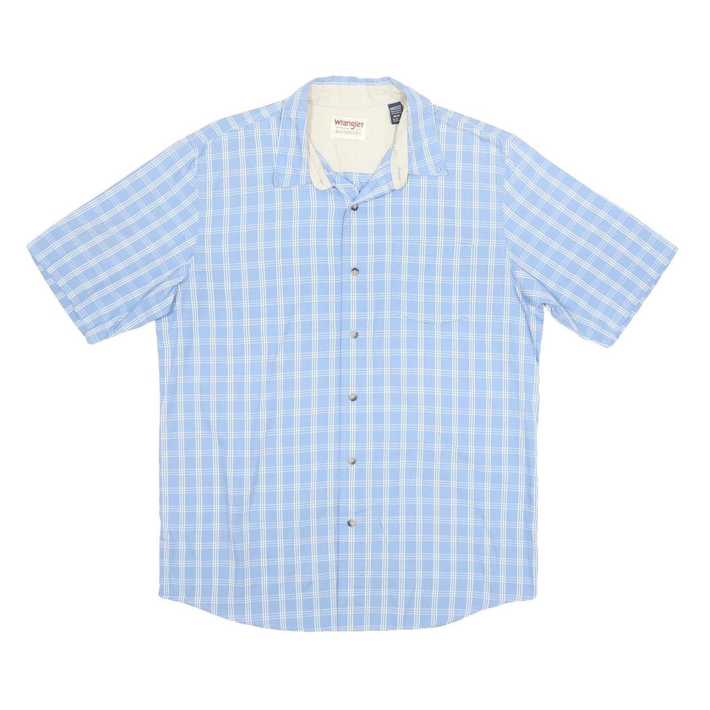 WRANGLER Mens Blue & White Check Short Sleeve Shirt M Button Cotton Casual