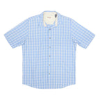 WRANGLER Mens Blue & White Check Short Sleeve Shirt M Button Cotton Casual