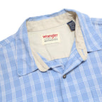 WRANGLER Mens Blue & White Check Short Sleeve Shirt M Button Cotton Casual