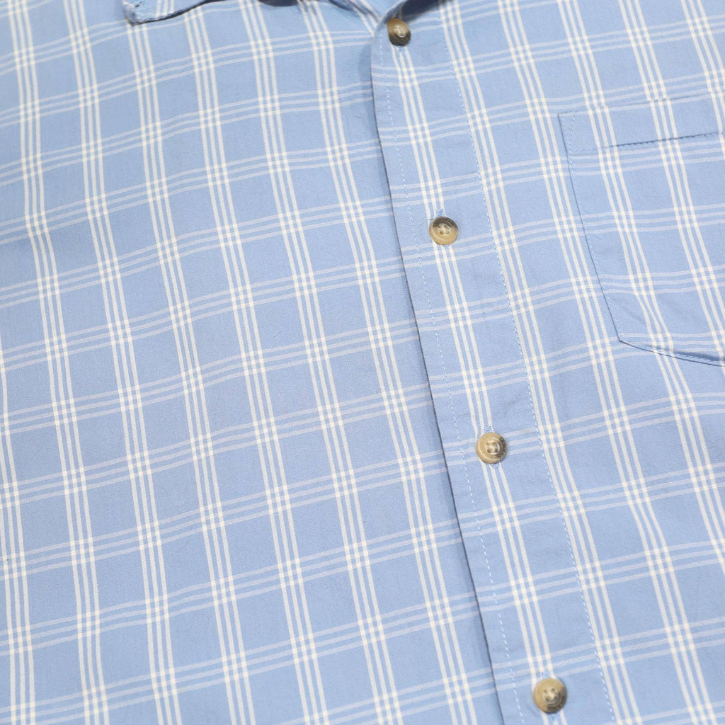 WRANGLER Mens Blue & White Check Short Sleeve Shirt M Button Cotton Casual
