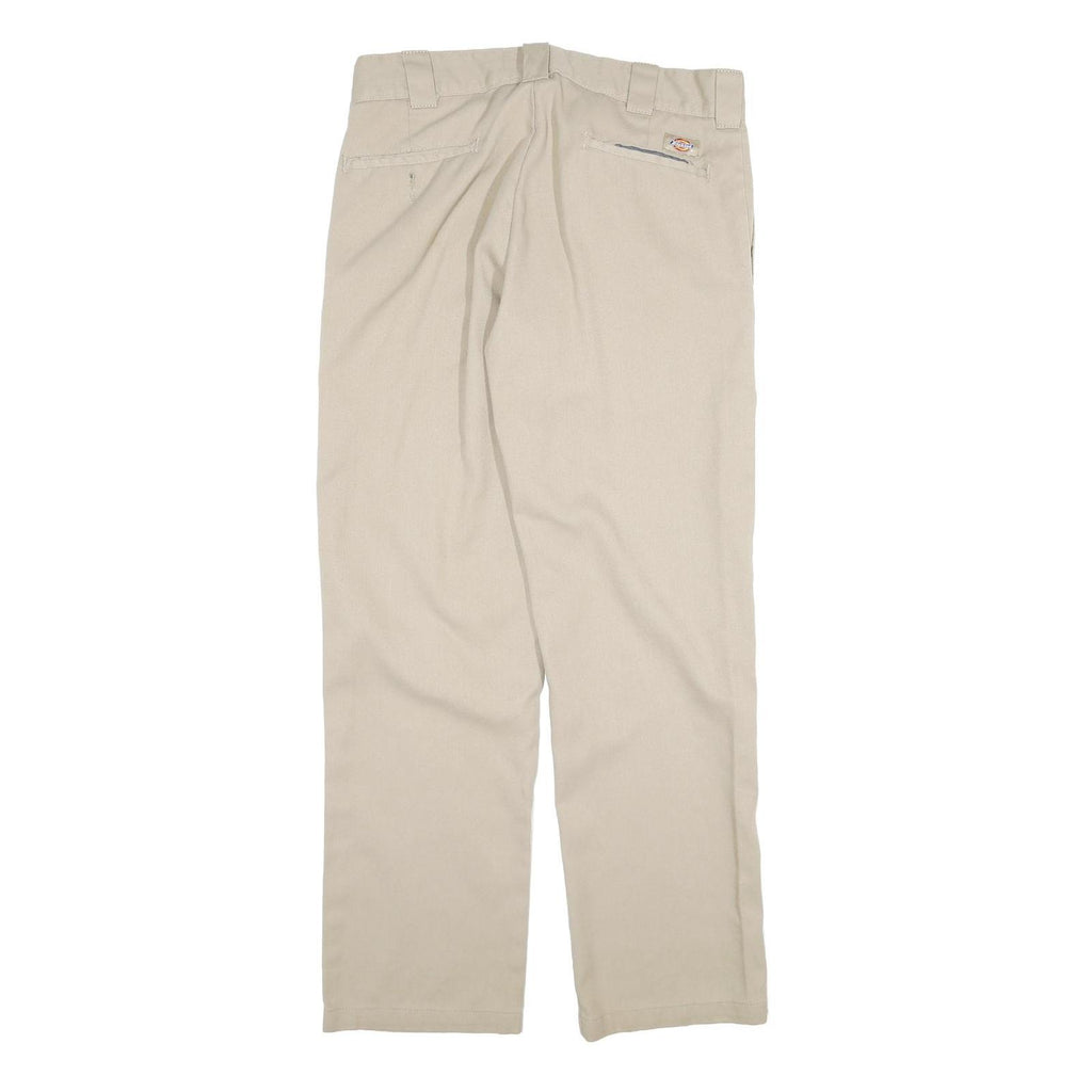 DICKIES Mens Cotton Beige Slim Straight Trousers W32 L31 Casual Workwear