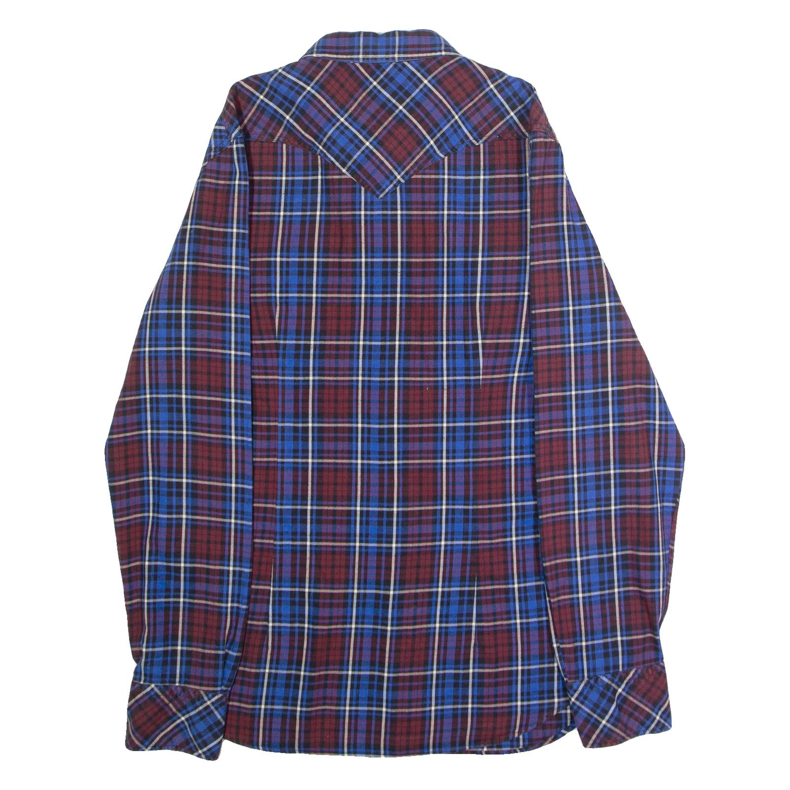 DIESEL Western Mens Shirt Blue Check Long Sleeve L