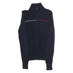 TOMMY HILFIGER Womens Navy Blue Button Up Plain Crew Neck Basic Knit M Jumper