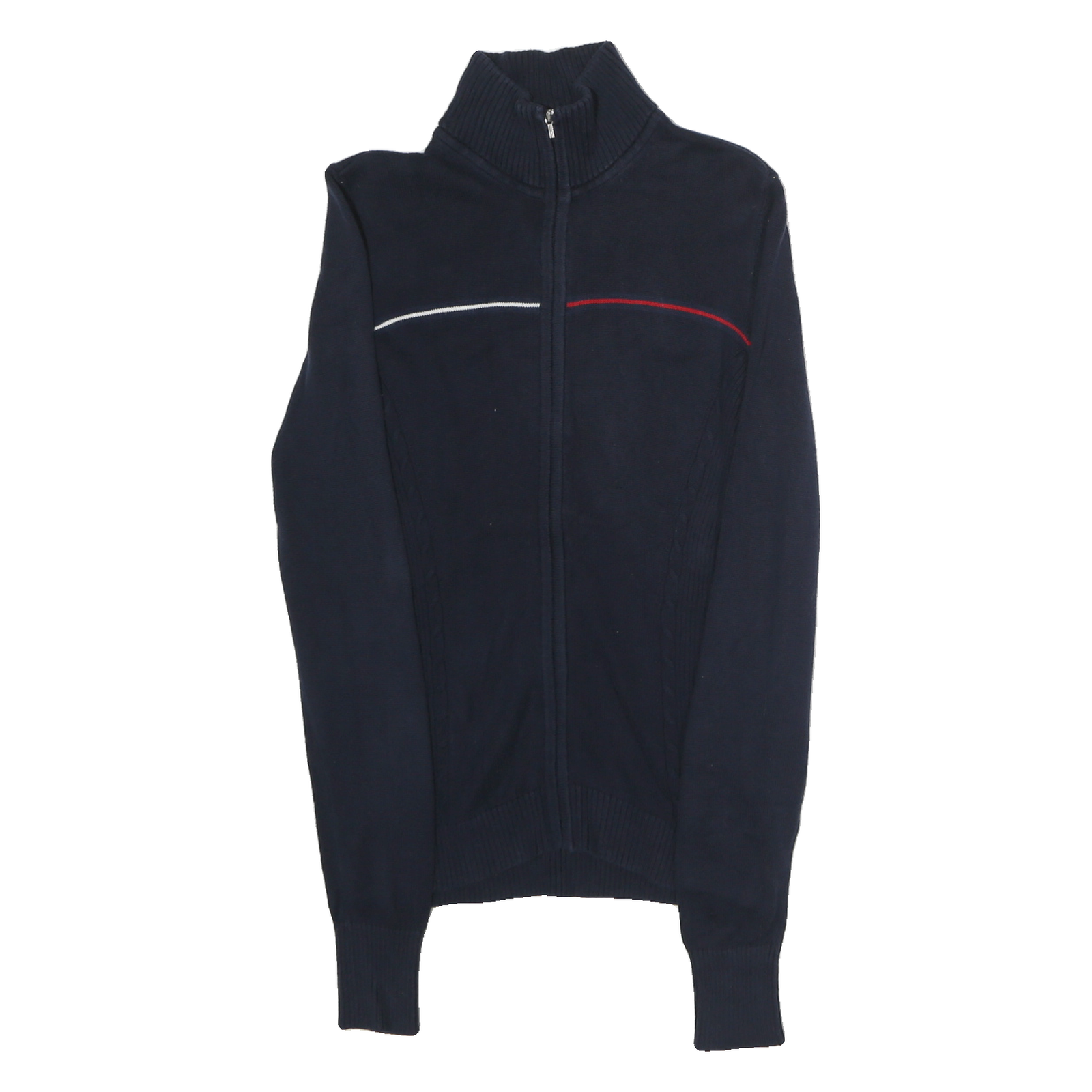 TOMMY HILFIGER Womens Navy Blue Button Up Plain Crew Neck Basic Knit M Jumper