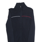 TOMMY HILFIGER Womens Navy Blue Button Up Plain Crew Neck Basic Knit M Jumper