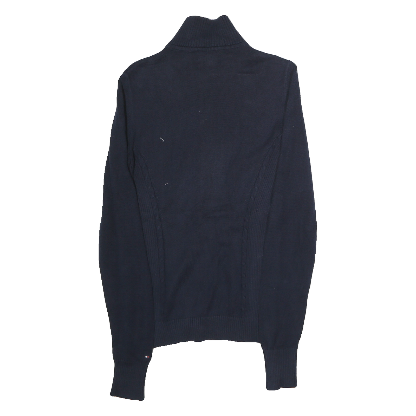 TOMMY HILFIGER Womens Navy Blue Button Up Plain Crew Neck Basic Knit M Jumper