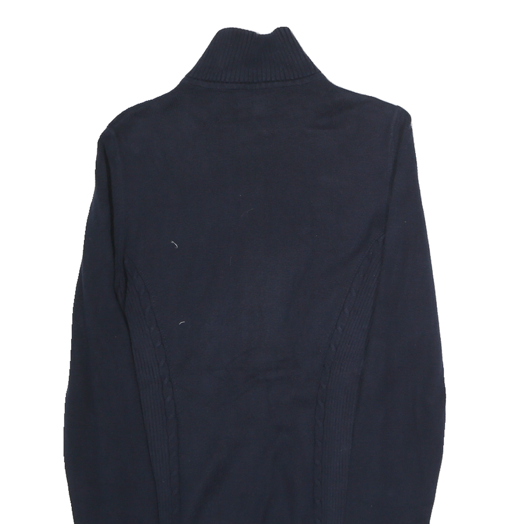 TOMMY HILFIGER Womens Navy Blue Button Up Plain Crew Neck Basic Knit M Jumper