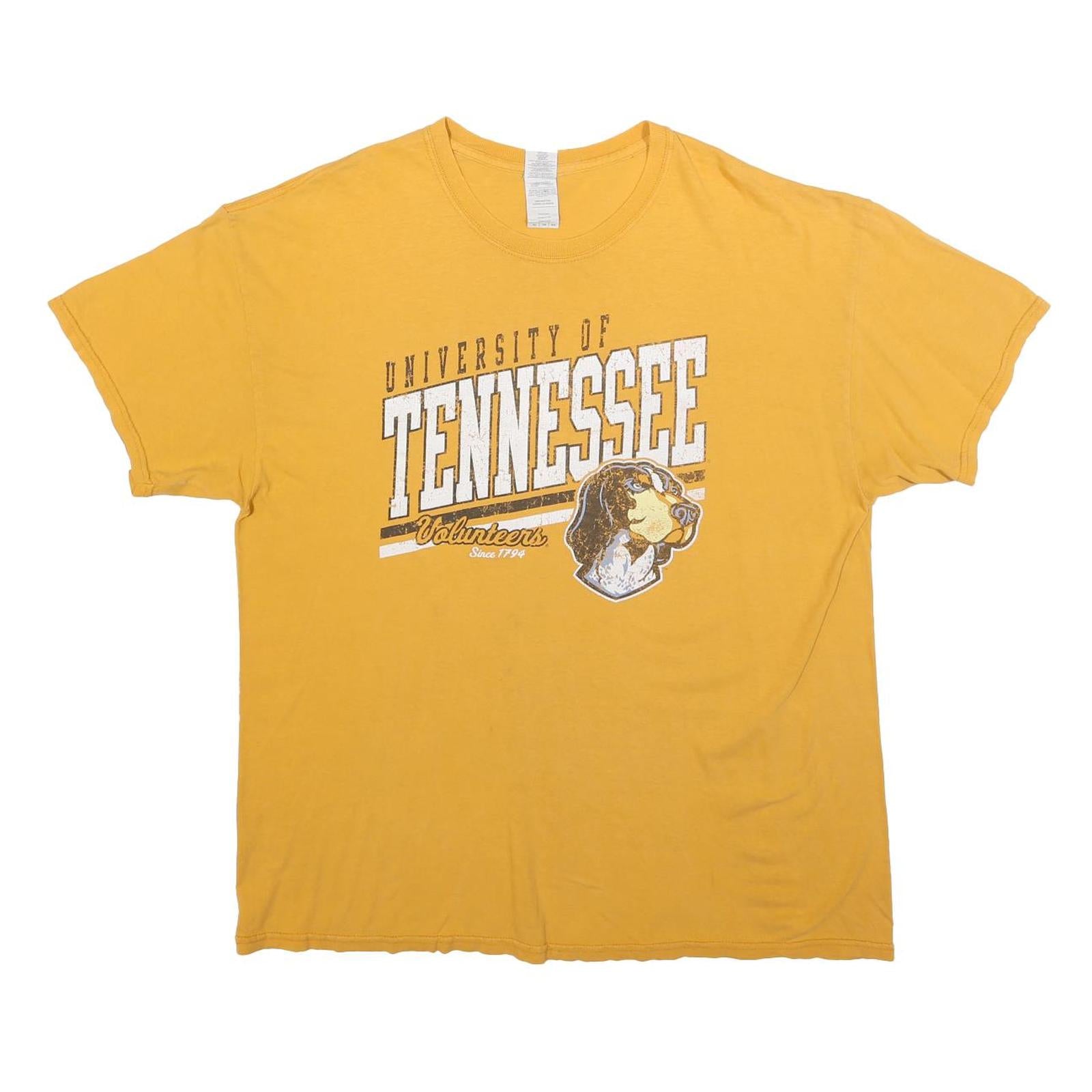 GILDAN Mens Yellow University Of Tennessee Graphic T-Shirt XL Crew Neck Short