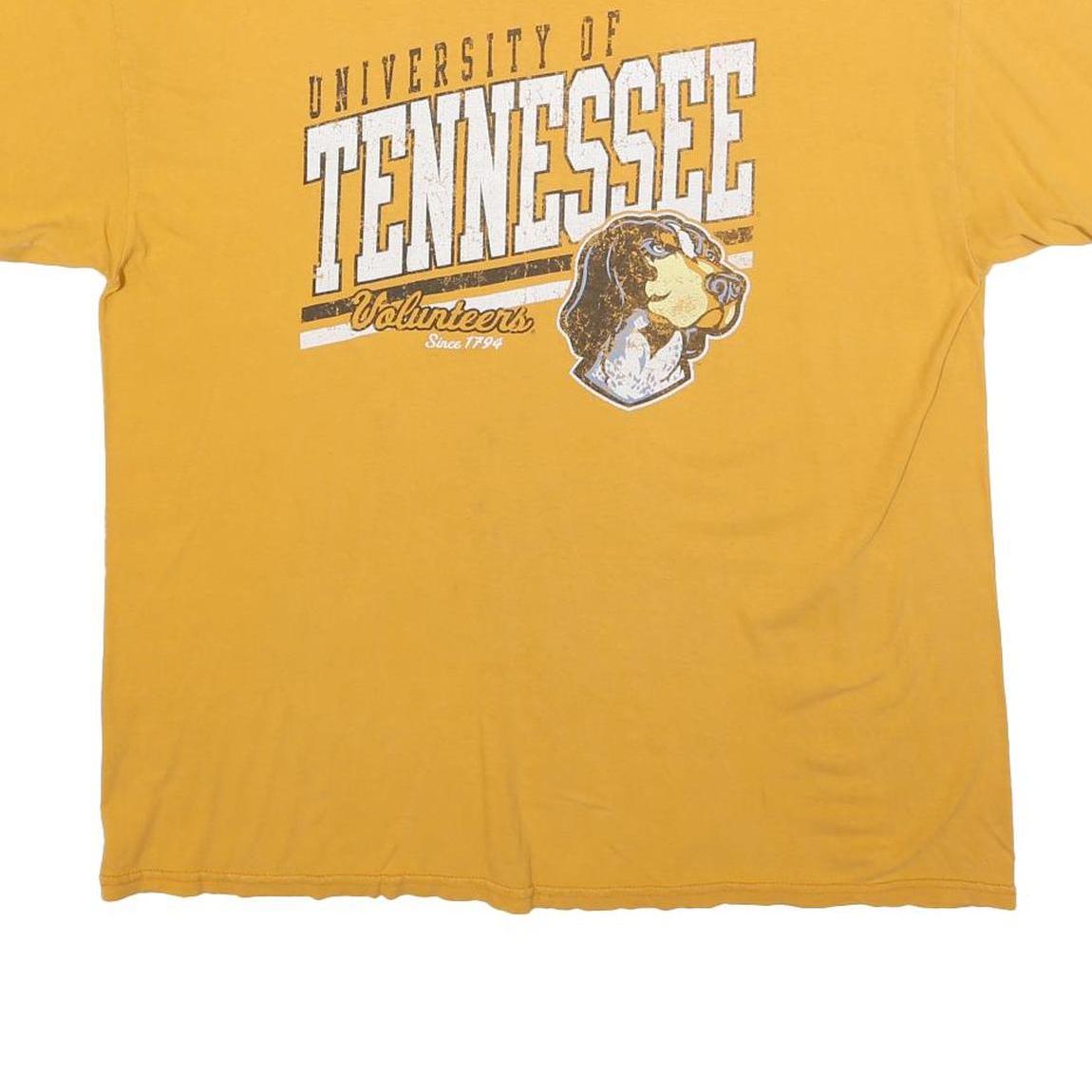 GILDAN Mens Yellow University Of Tennessee Graphic T-Shirt XL Crew Neck Short
