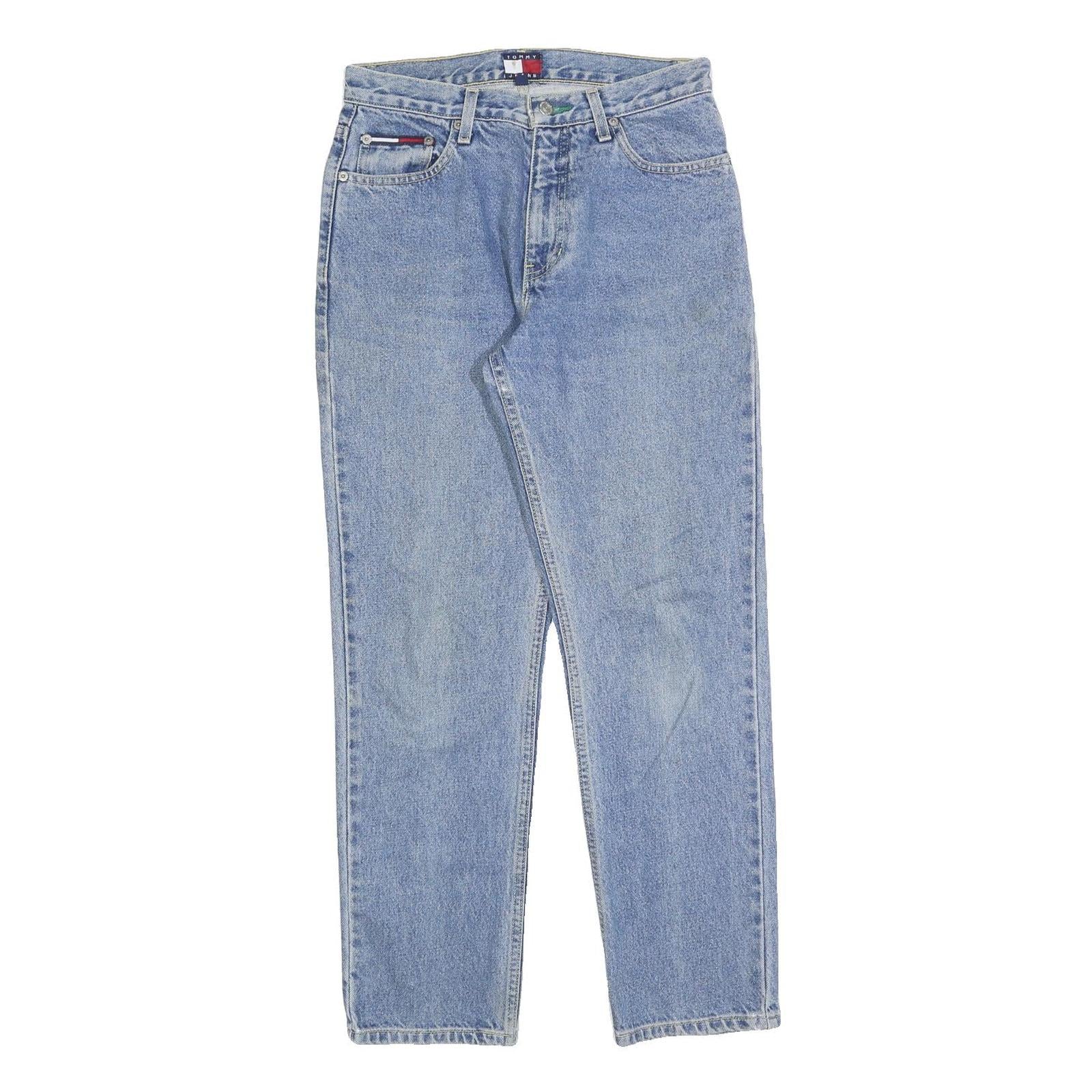 TOMMY HILFIGER Womens Regular Blue Denim Raw Jeans W27 L27 Classic Cotton Blend