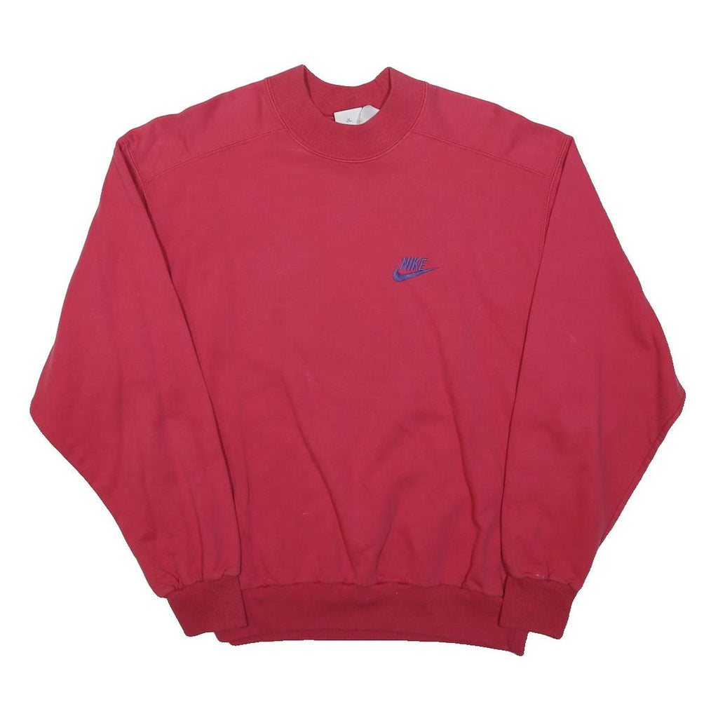NIKE Womens Red Crew Neck M Sweatshirt Cotton Blend Casual Pullover