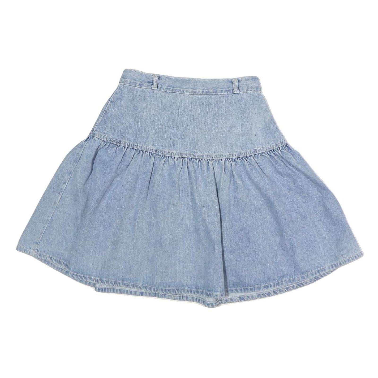 Womens Blue Denim Flare Short Cotton Skirt M Casual Summer Fashion