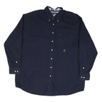 TOMMY HILFIGER Mens Blue Button Down Shirt 2XL Classic Cotton Blend Long Sleeve