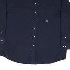 TOMMY HILFIGER Mens Blue Button Down Shirt 2XL Classic Cotton Blend Long Sleeve