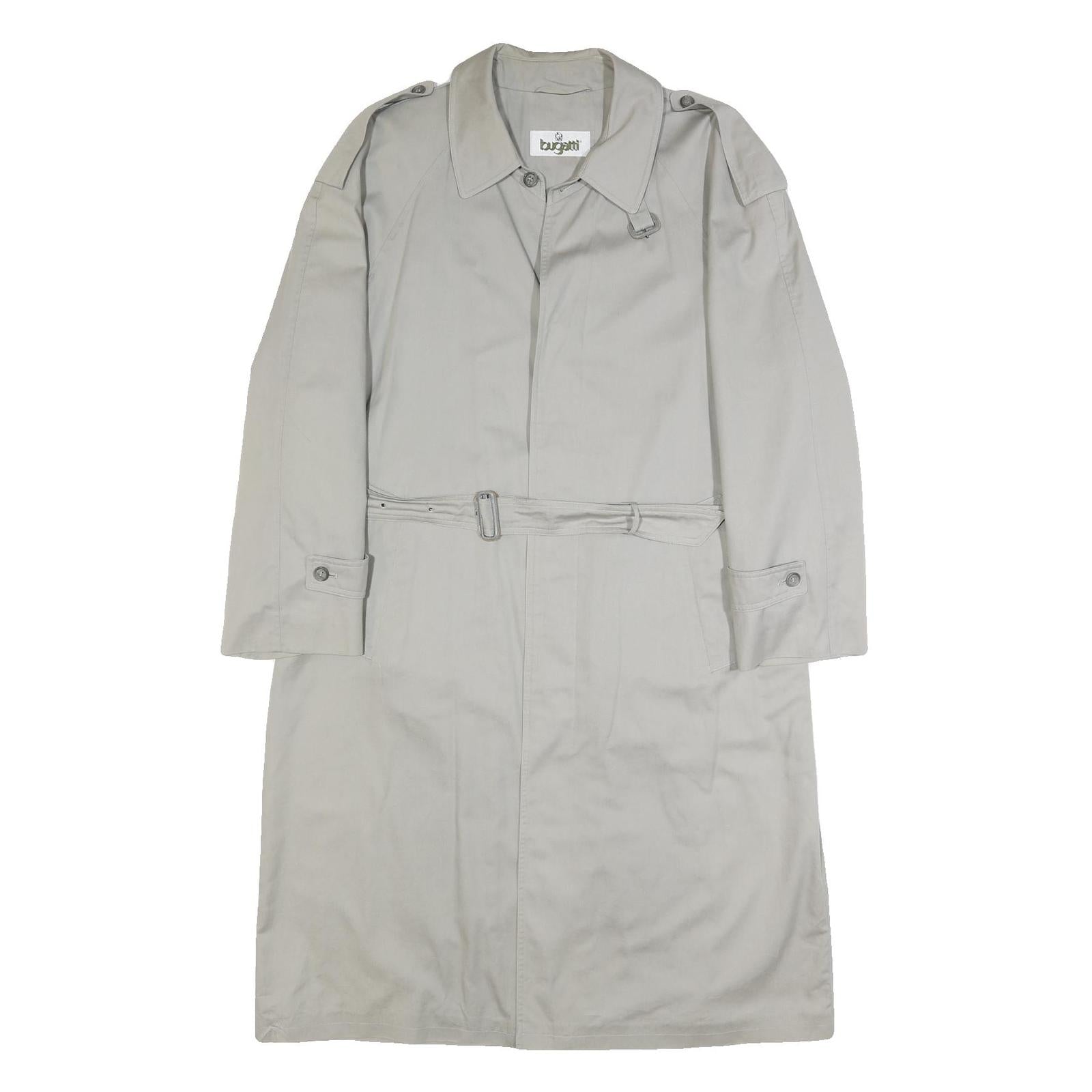 BUGATTI Mens Beige Cotton Trench Jacket XL Button Closure Classic Fit Stylish