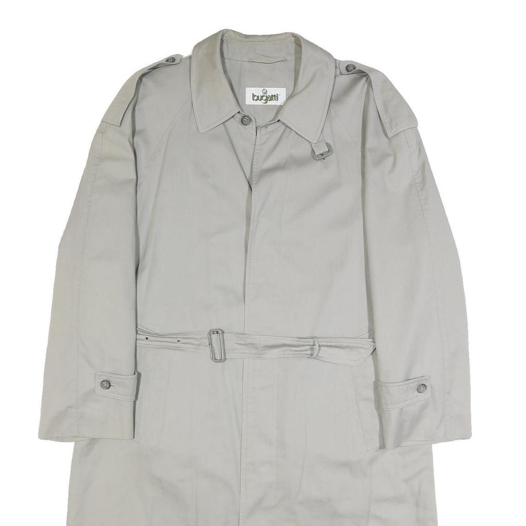 BUGATTI Mens Beige Cotton Trench Jacket XL Button Closure Classic Fit Stylish