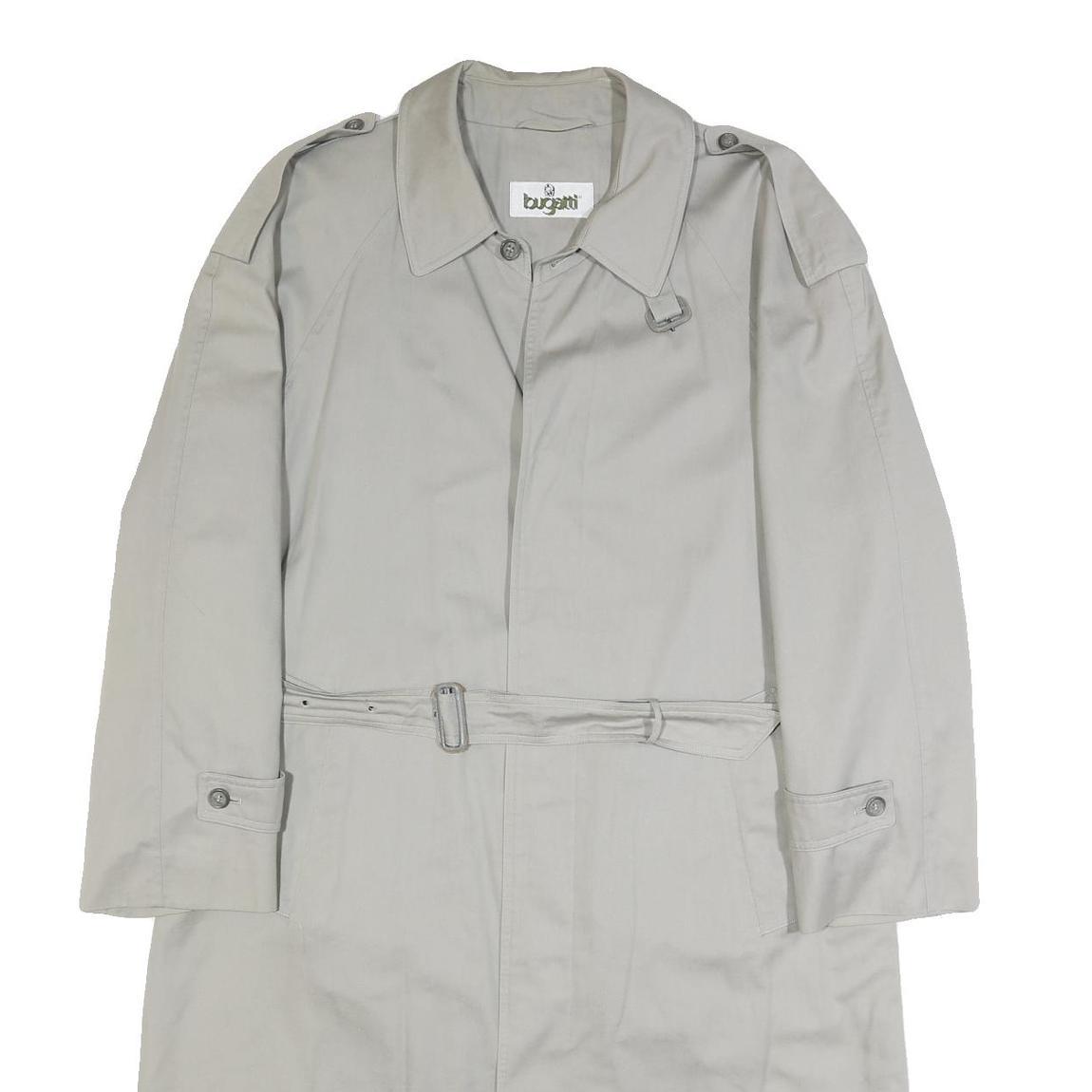 BUGATTI Mens Beige Cotton Trench Jacket XL Button Closure Classic Fit Stylish