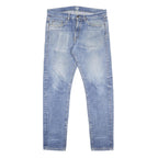 CARHARTT WIP Mens Slim Blue Denim Light Wash Jeans W36 L32 Zip Cotton