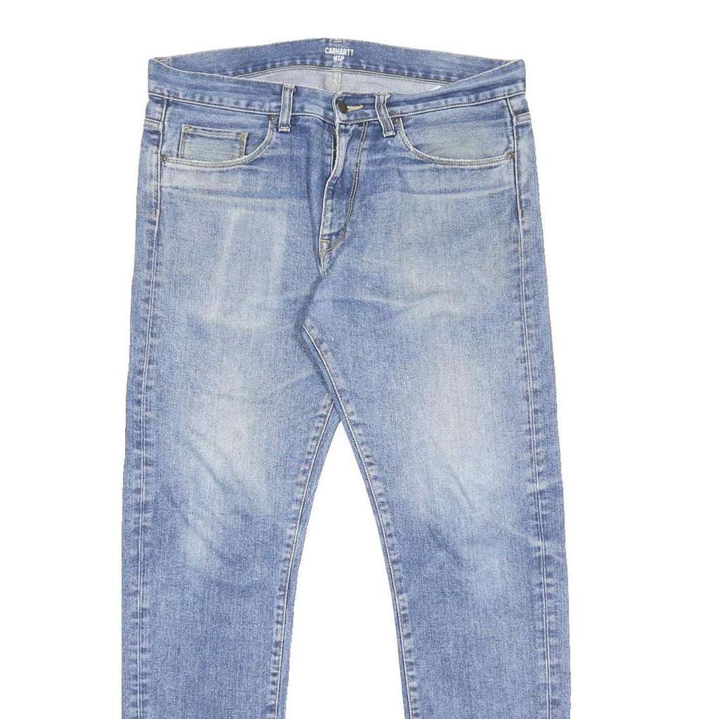 CARHARTT WIP Mens Slim Blue Denim Light Wash Jeans W36 L32 Zip Cotton