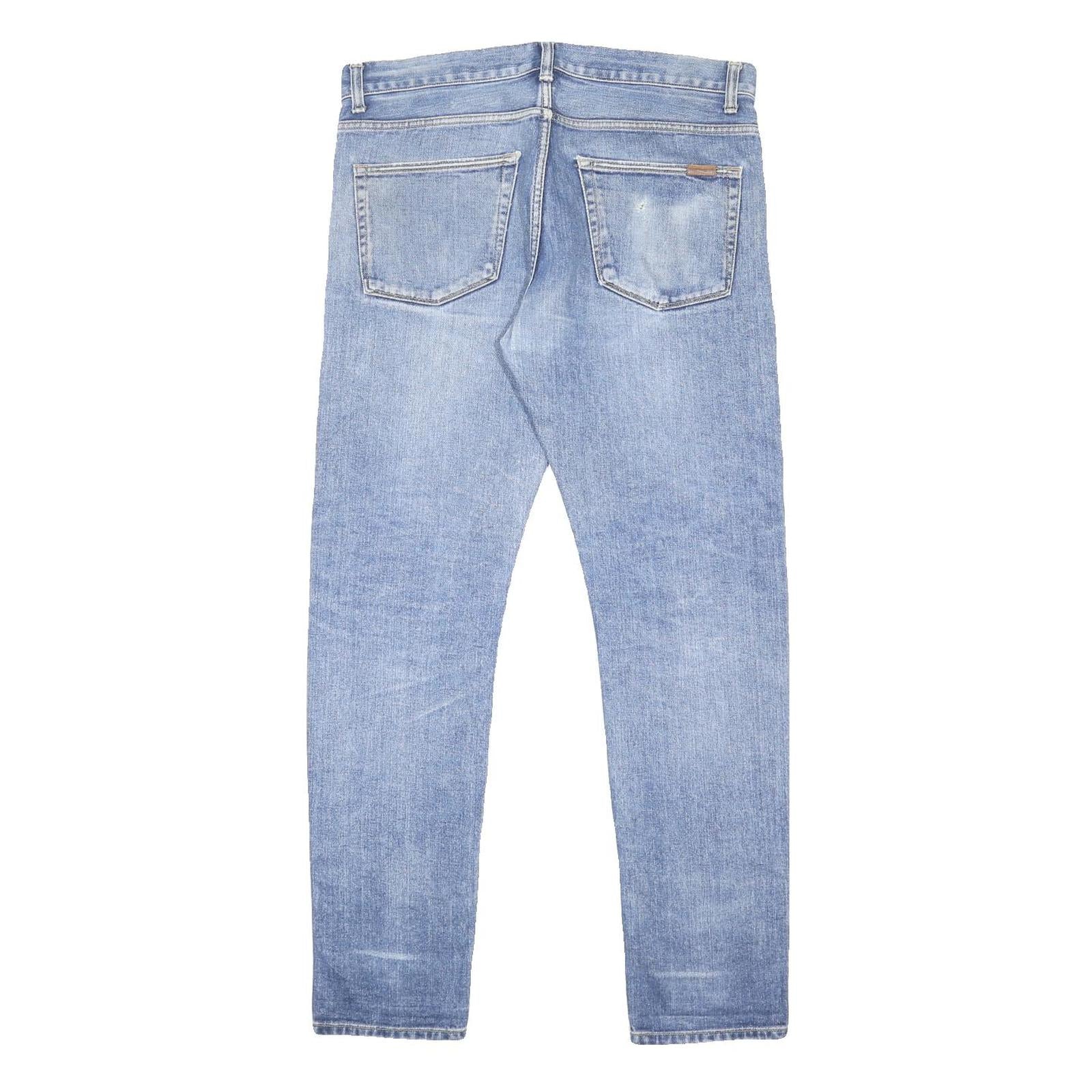 CARHARTT WIP Mens Slim Blue Denim Light Wash Jeans W36 L32 Zip Cotton