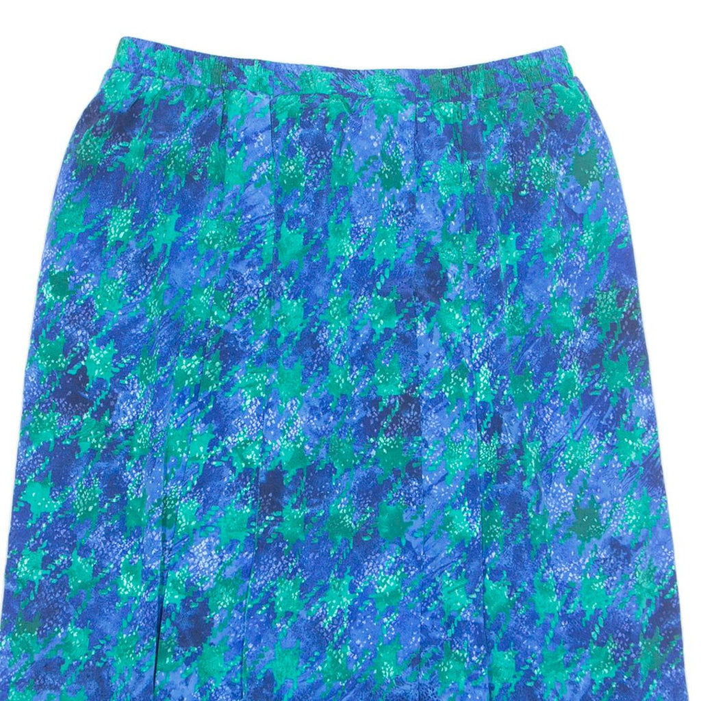 FRANKEN WALDER Womens A-Line Skirt Blue Midi 90s Crazy Pattern L