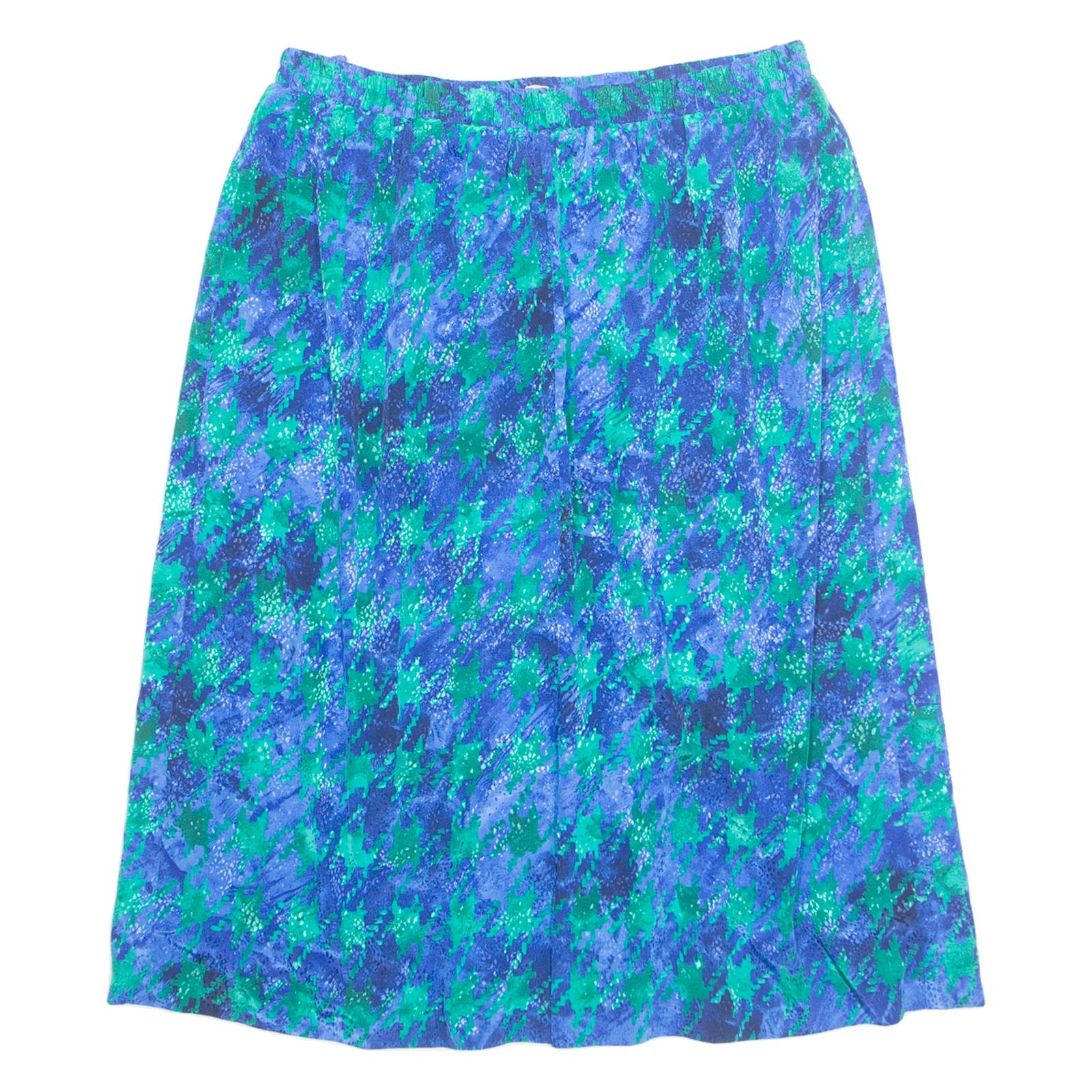FRANKEN WALDER Womens A-Line Skirt Blue Midi 90s Crazy Pattern L