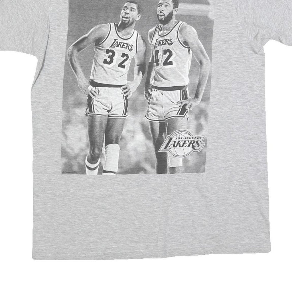 MAJESTIC Mens Grey Los Angeles Lakers Graphic T-Shirt M Short Sleeve Crew Neck