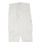 ZARA Womens Cotton Blend White Relaxed Cargo Trousers W30 L27 Casual Utility Zip