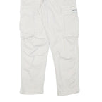 ZARA Womens Cotton Blend White Relaxed Cargo Trousers W30 L27 Casual Utility Zip