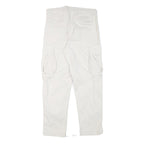ZARA Womens Cotton Blend White Relaxed Cargo Trousers W30 L27 Casual Utility Zip