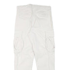 ZARA Womens Cotton Blend White Relaxed Cargo Trousers W30 L27 Casual Utility Zip