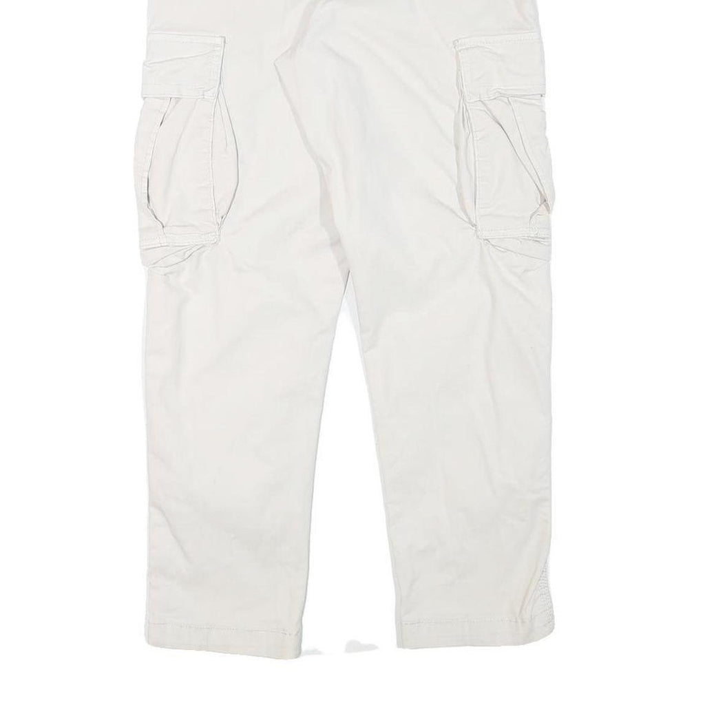 ZARA Womens Cotton Blend White Relaxed Cargo Trousers W30 L27 Casual Utility Zip