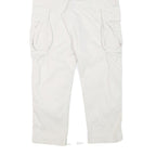 ZARA Womens Cotton Blend White Relaxed Cargo Trousers W30 L27 Casual Utility Zip