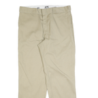DICKIES Mens Regular Fit Beige Cotton Blend Straight Leg Trousers W36 L32