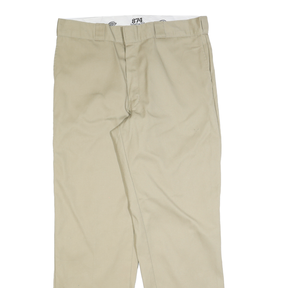 DICKIES Mens Regular Fit Beige Cotton Blend Straight Leg Trousers W36 L32